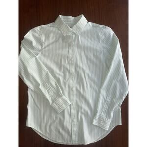Brooks Brothers Women's Mint Striped Button-Up - Size 8